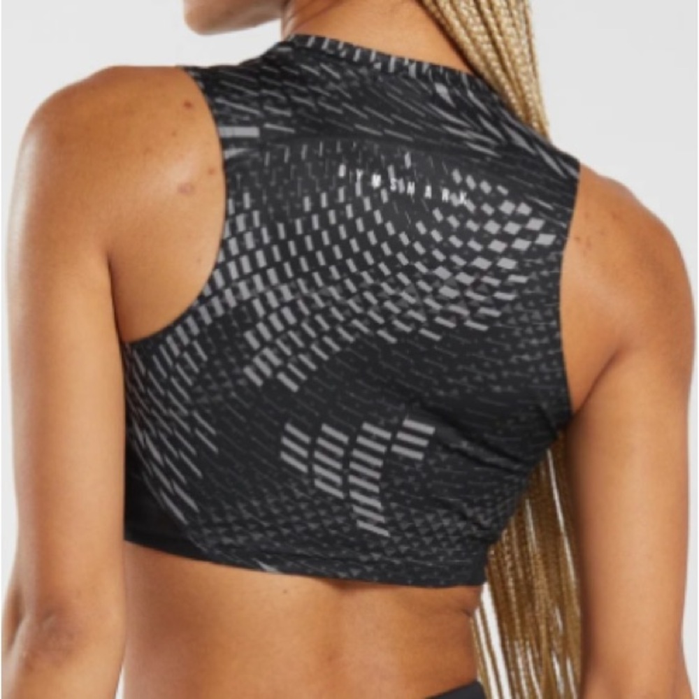 Gymshark Sport Crop Tank Gray White Medium - Picture 5 of 9
